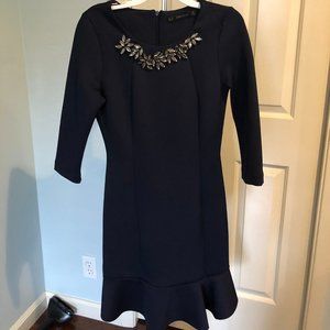 Zara navy blue dress w embellishment jeweled